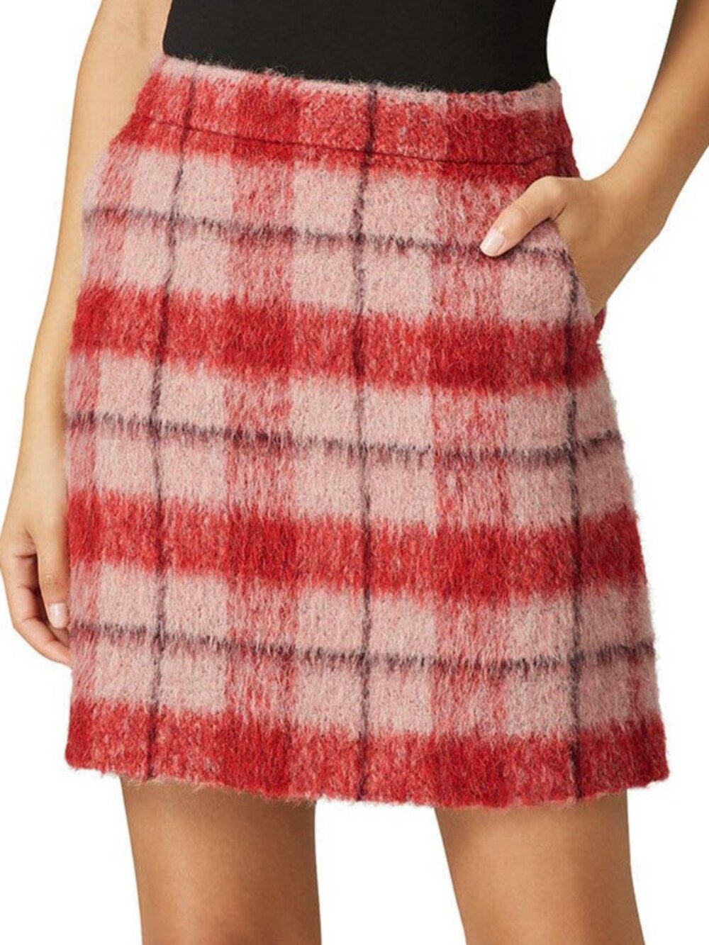 New Boden Betsy Brushed Plaid A-Line Mini Skirt Pink Red 12